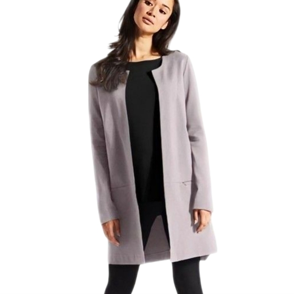 Fig Trailhead Blazer Career Effortless Professional Mature Women M Grey Pockets - Picture 1 of 14